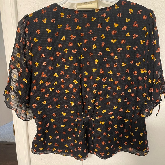 Madewell Silk Daylight Tie-Sleeve Top Blouse in Feline Floral, Size 12 - Picture 2 of 7
